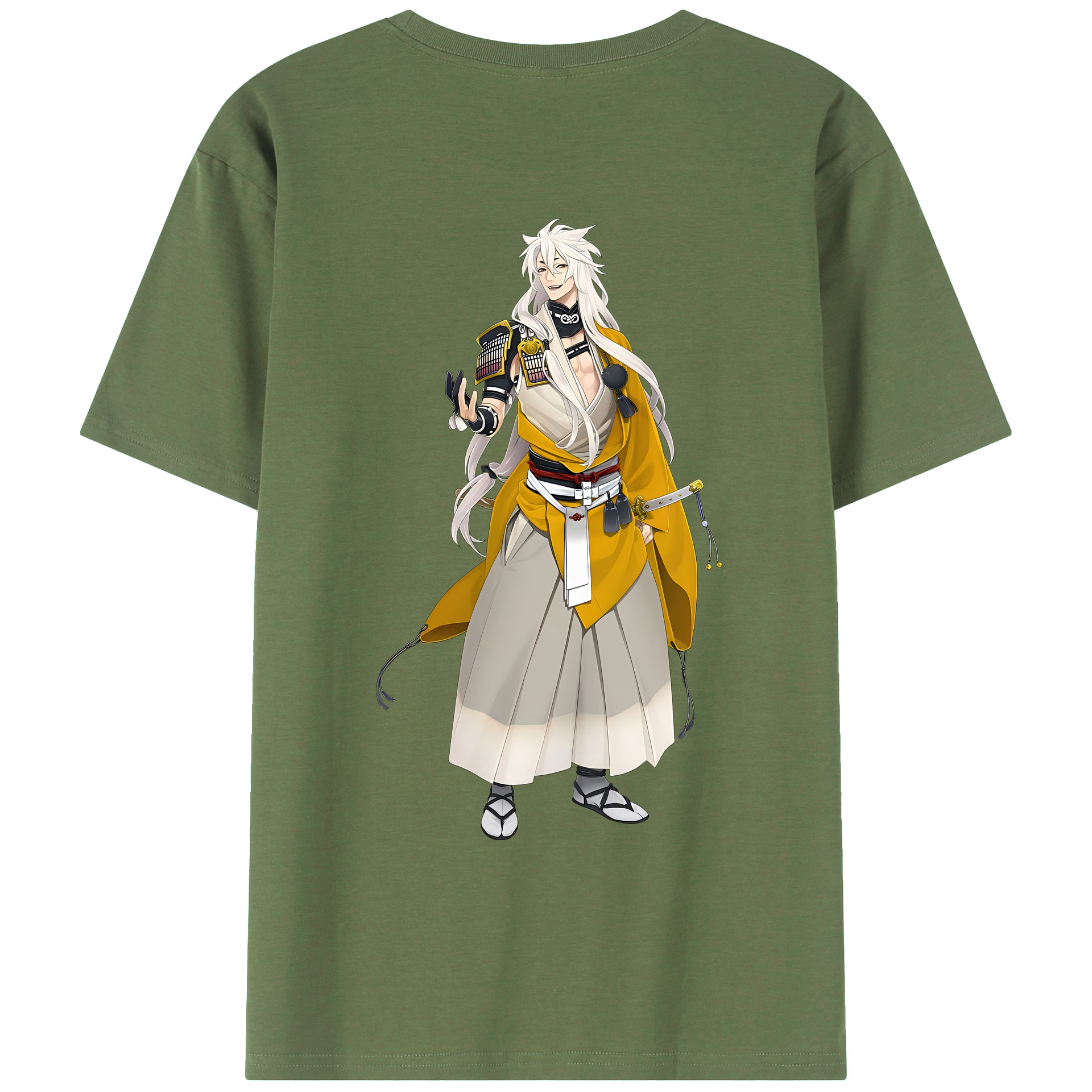 （画像用） 刀剣乱舞 Touken Ranbu 綿100％ メンズ半袖Tシャツ（バックプリント） 通気性